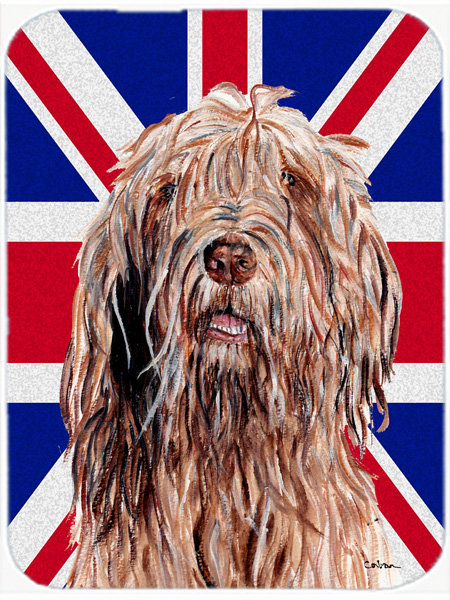 Chien à loutre à trésors avec panneau de coupe en verre à drapeau anglais britannique caroline Union Jack