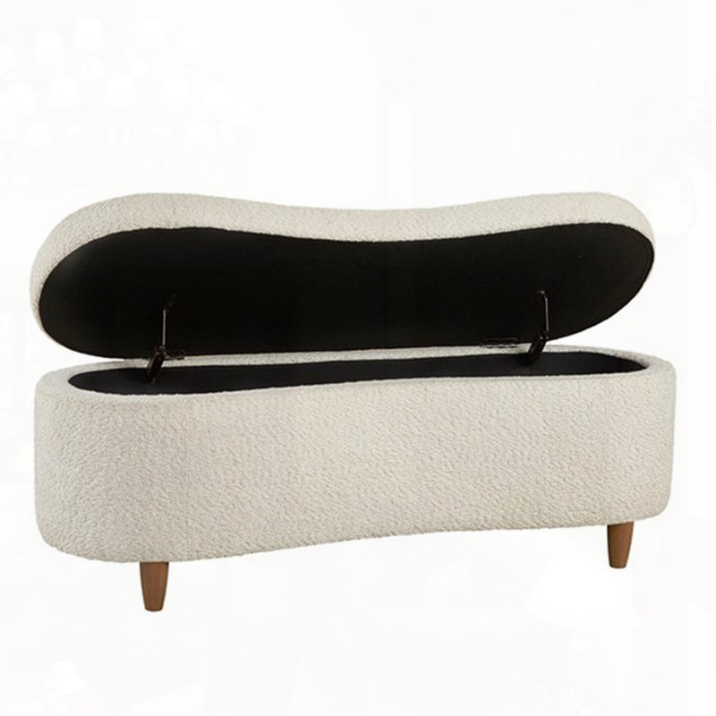 Banc de rangement Boucle, Crème, crème