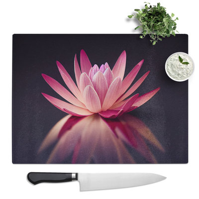 Captivating Water Lily Flower  Glass Chopping Board