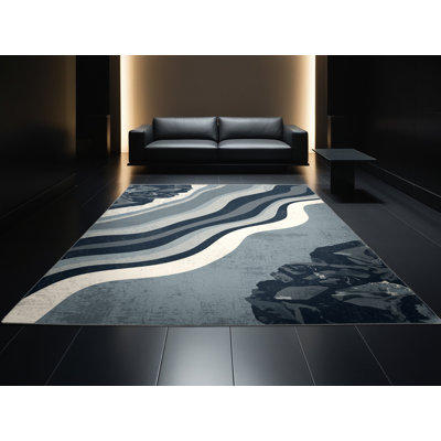Tapis gris moelleux doux au look rustique de style rustique Kamena