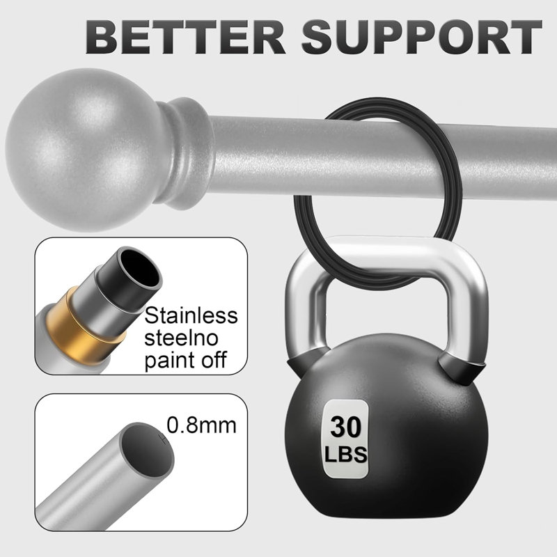 Silver Curtain Rods for Windows with Brackets