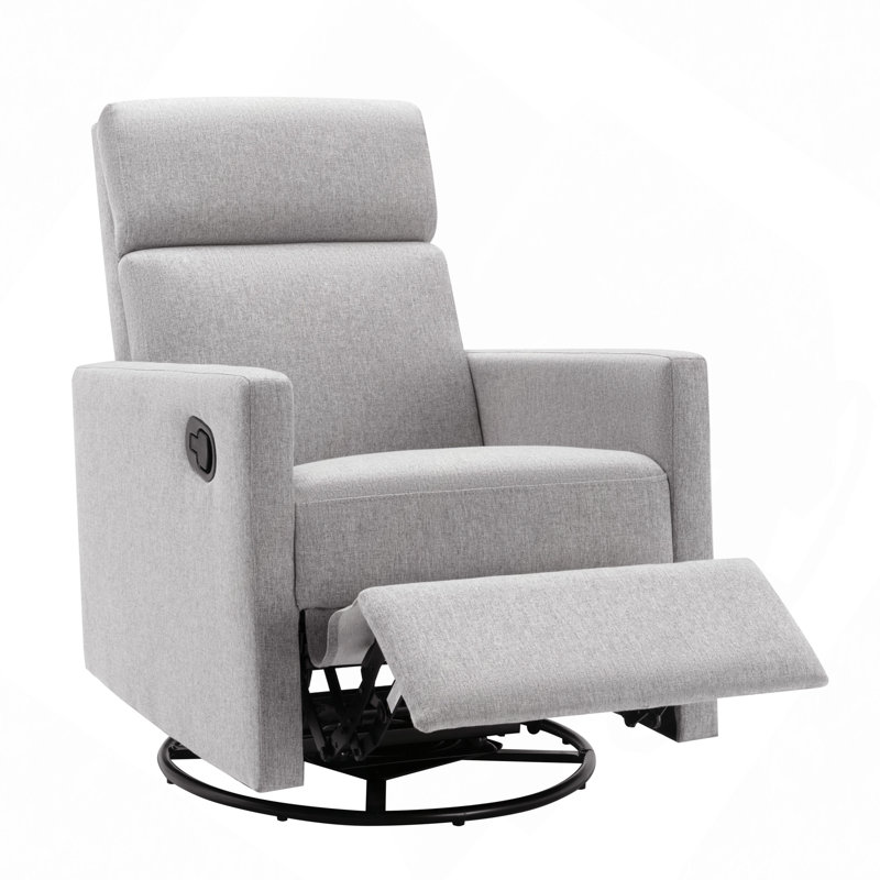 Soft Recliner, Modern Upholstered Rocker Nursery Chair Plush Seating Glider Swivel Recliner Chair, Gray