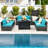 Wicker/Rattan 6 - Person Seating Group with Cushions & 60,000 BTU Fire Pit-2110638498