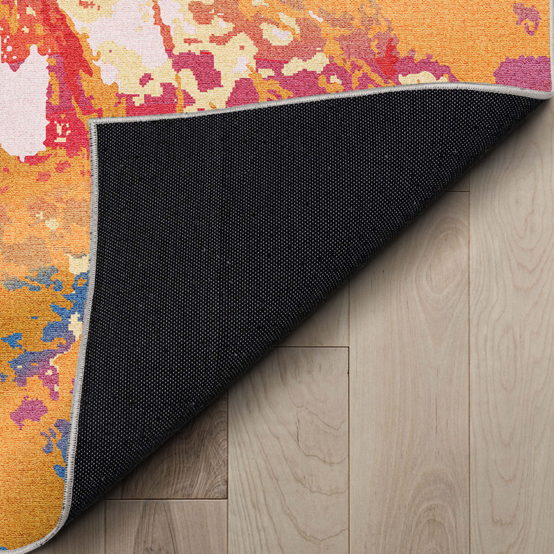  Tapis multicolore à tissage plat abstrait marbré abstrait bohème, Rectangle 3 pi 3 po x 5 pi