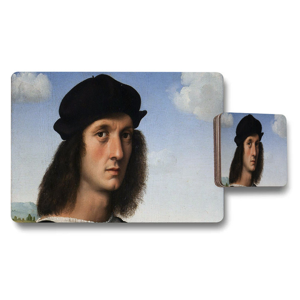 Vintage Portrait Placemat And Coaster Set Featuring Classic Artwork