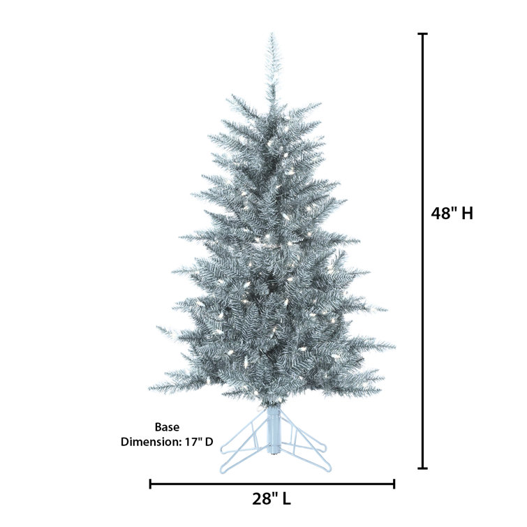 Northlight 4' Holographic Silver Tinsel Slim Artificial Christmas Tree -  Unlit