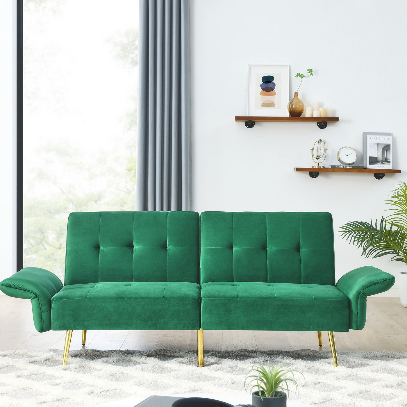 GZMWON 77.59'' Velvet Modern Sofa Convertible Sofa Living Room Couch