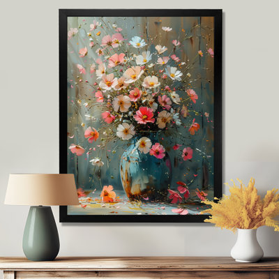 Rose et blanc, bouquet d'or dans un vase III - Buttercups, impression d'art mural
