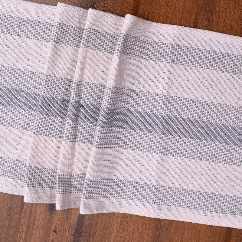 Navaneeth Rectangle Striped Cotton Table Runner, Gray