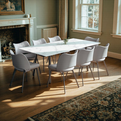 Ensemble de table de salle à manger extensible de 62,9 po à 94,4 po avec chaises en pierre frittée