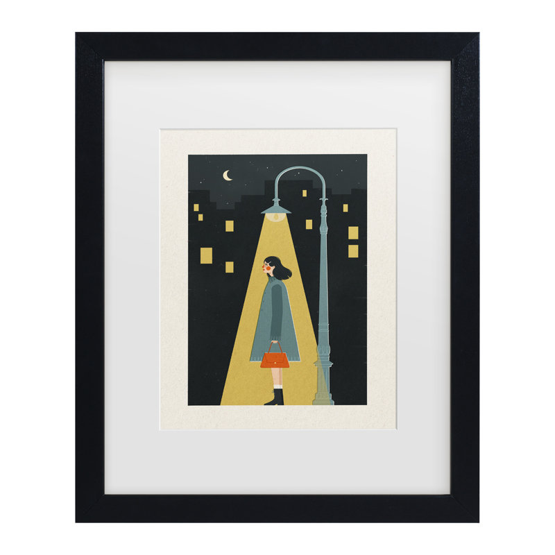 Œuvre encadrée, Bacheline, ville de Bachelo, H 13 po x l 16 po, Cadre noir