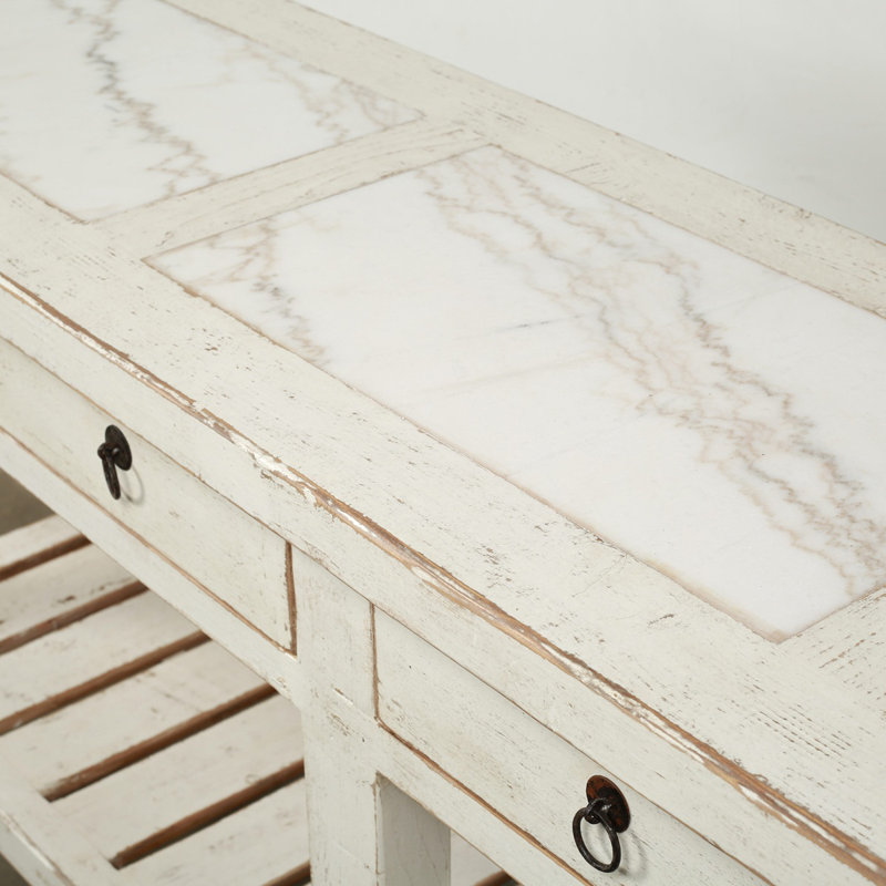 83'' W Solid Wood Console Table, White