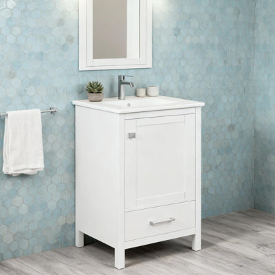 Meuble-lavabo simple 20 po avec lavabo sur pied