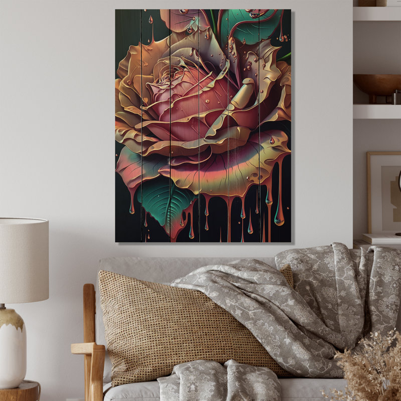 Abdas Modern Blooming Rose I - impression sur bois sans cadre, H 40 po x l 30 po x P 1,5 po