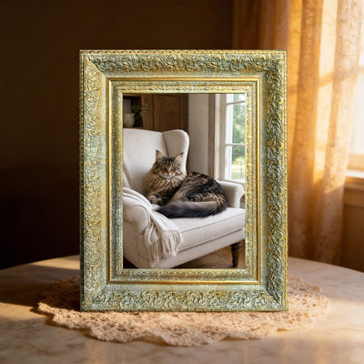 5" x 7" Antique Gold 1PC Mantel Picture Frame for Bedroom Shelf Styling
