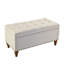 Banc de rangement repose-pieds, charnière de support encastrée facile à ouvrir, garniture rivetée, chambre à coucher, entrée, salon, lin (beige)-1560555537