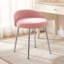 Chaise de coiffeuse avec tabouret d'appoint à dossier bas pour salle de bain et salon, velours, rose-1164847274