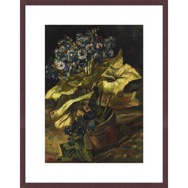 «Cineraria Asters in a Pot» par Vincent van Gogh, impression giclée encadrée, H 21,75 po x l 17,13 po
