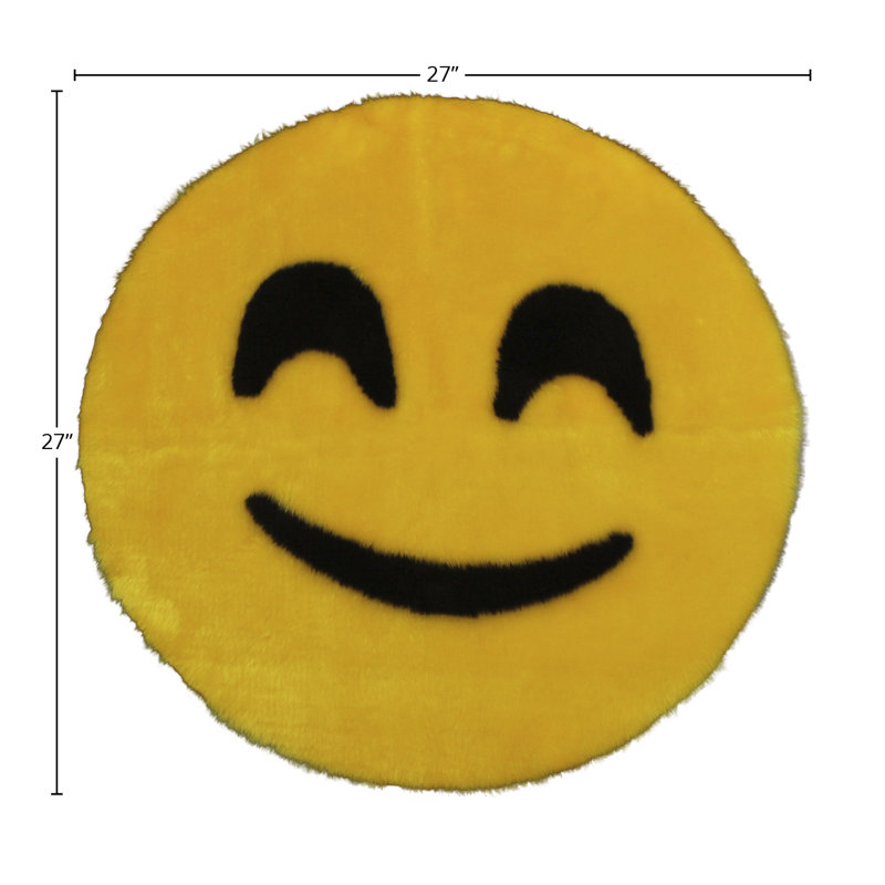 Tapis jaune lavable Emoji Smiley - 2 pi 3 po