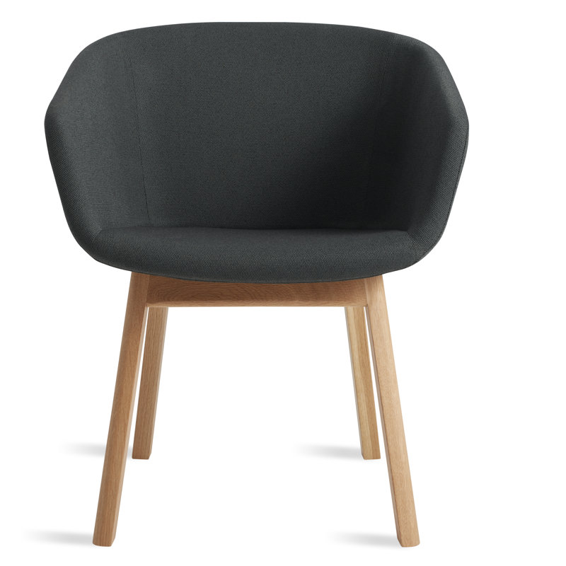 Chaise de travail hôte en velours tempête, Chêne blanc, Maharam Messenger dans Everglade