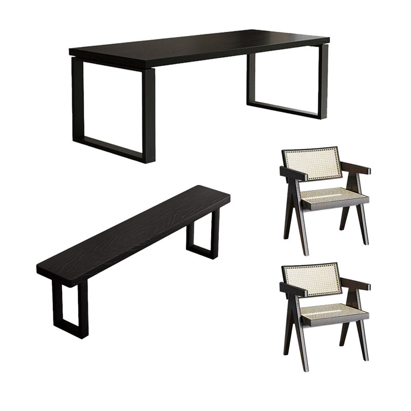 Multi-functional solid wood large board table set, 29.52"H x 62.99"L x 27.55"W