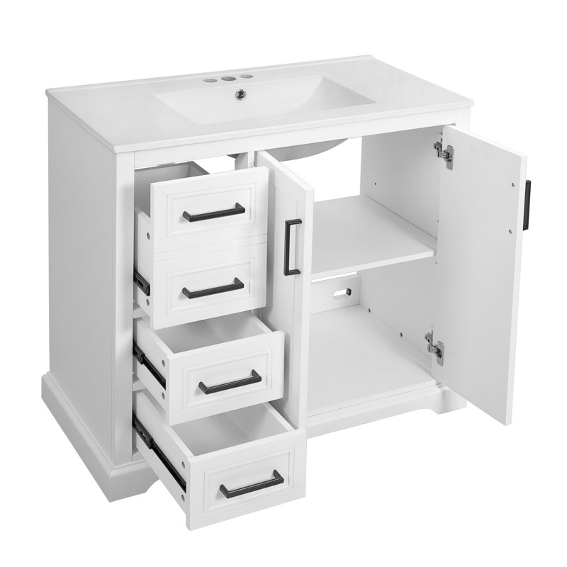 Meuble-lavabo 36 po avec comptoir en céramique, Blanc