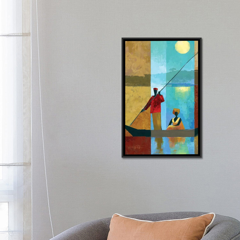 «On the River II», impression sur toile, H 26 po x l 18 po x P 1,5 po, Toile avec cadre noir, Pas de tapis