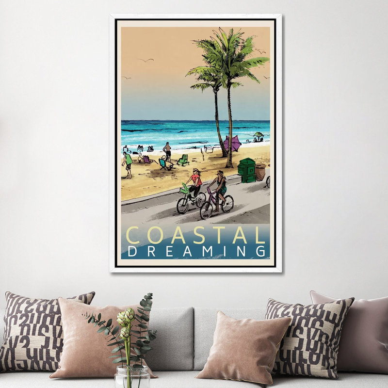 Coastal Dreaming 1 Piece Painting on Canvas, 152.4cm H x 101.6cm W x 3.81cm D, White Floater Framed