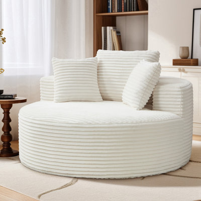56" Oversized Bean Bag Chair, Boneless Round Chaise Lounge Single Sofa Chair with Pillows