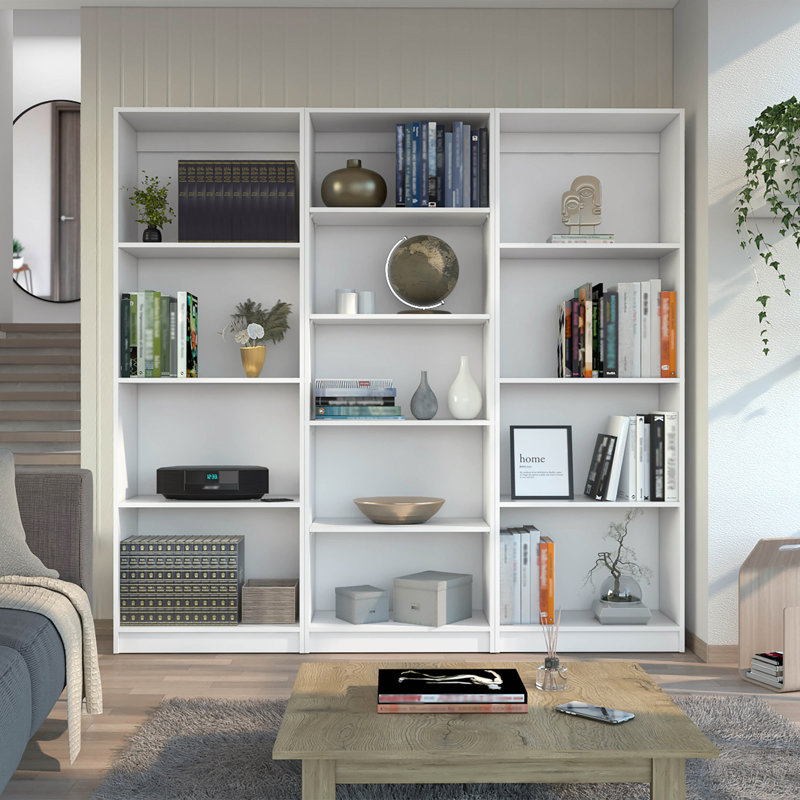 Bibliothèque Bkhome, 71.1"H x 74"W x 11.7"D, Blanc, 3