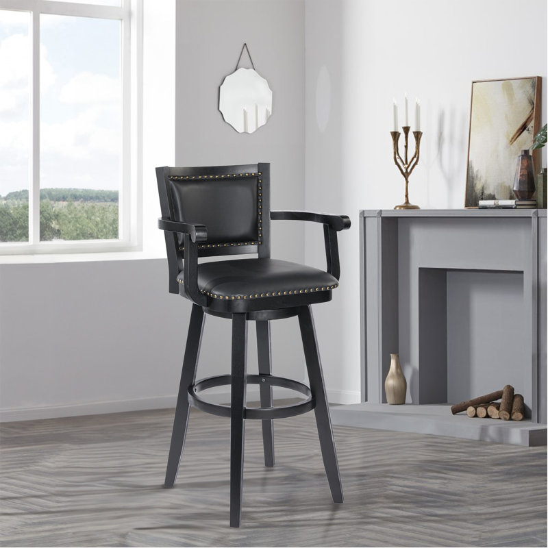Angelija Extra Tall Swivel Bar Stool, Black