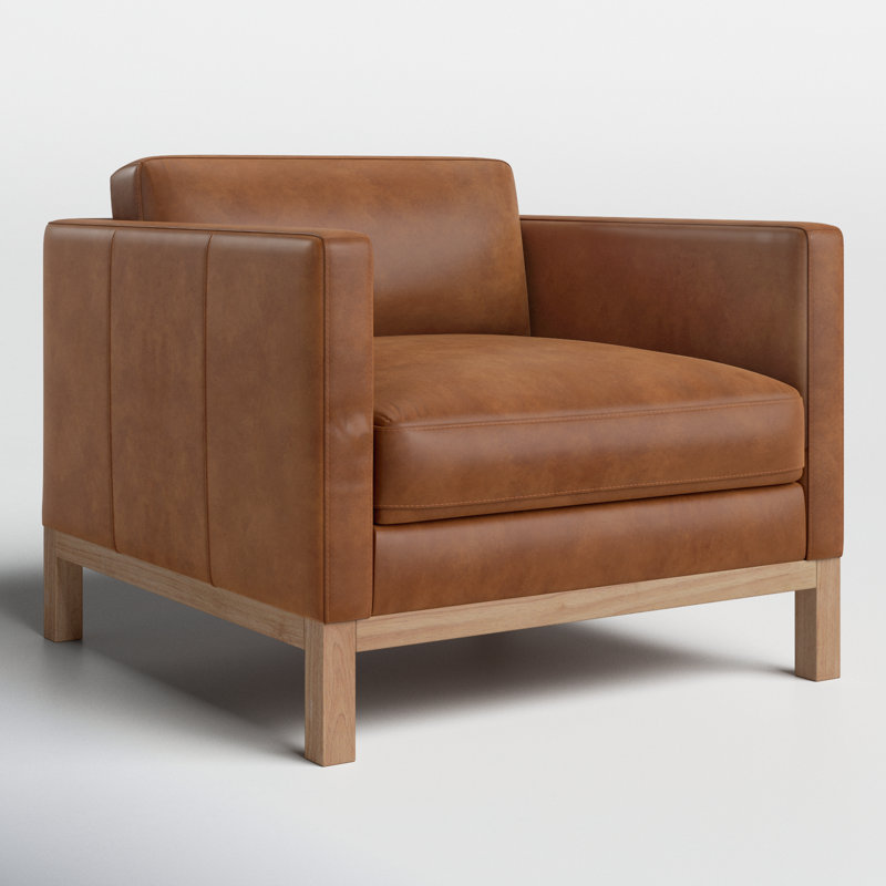 Nels 33.07'' Wide Top Grain Genuine Leather Club Chair