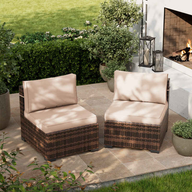 Flarrie 2-Person Patio Seating Group with Cushions, Khaki