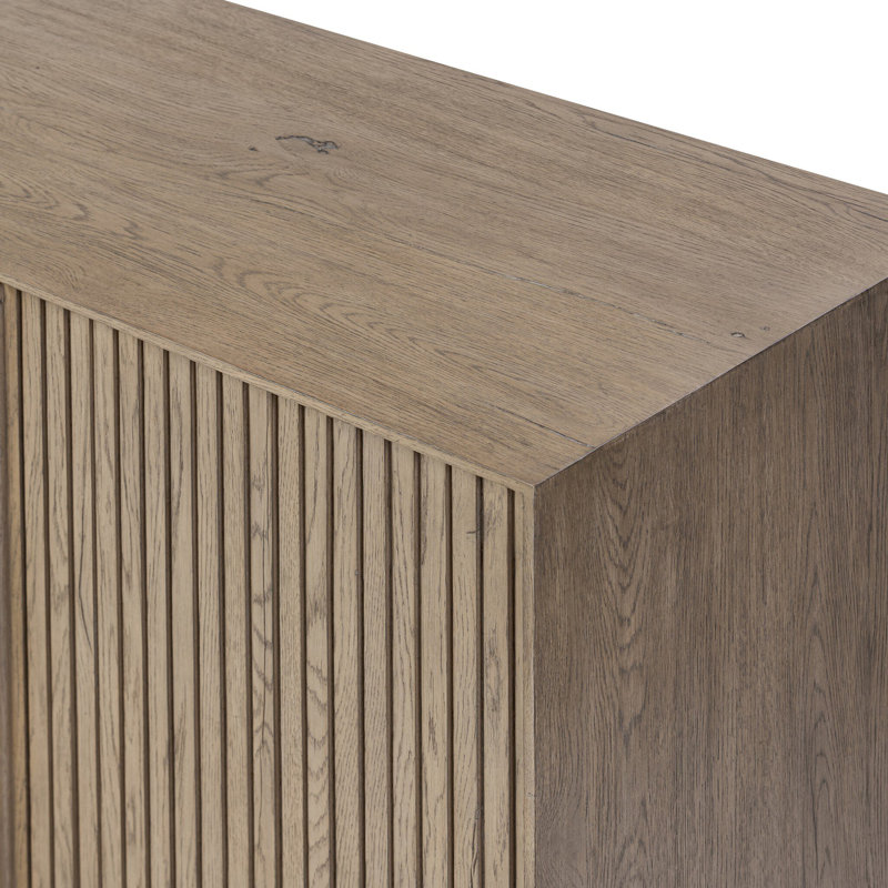 Leo Media Console-Smoked Black, Rustic Gray
