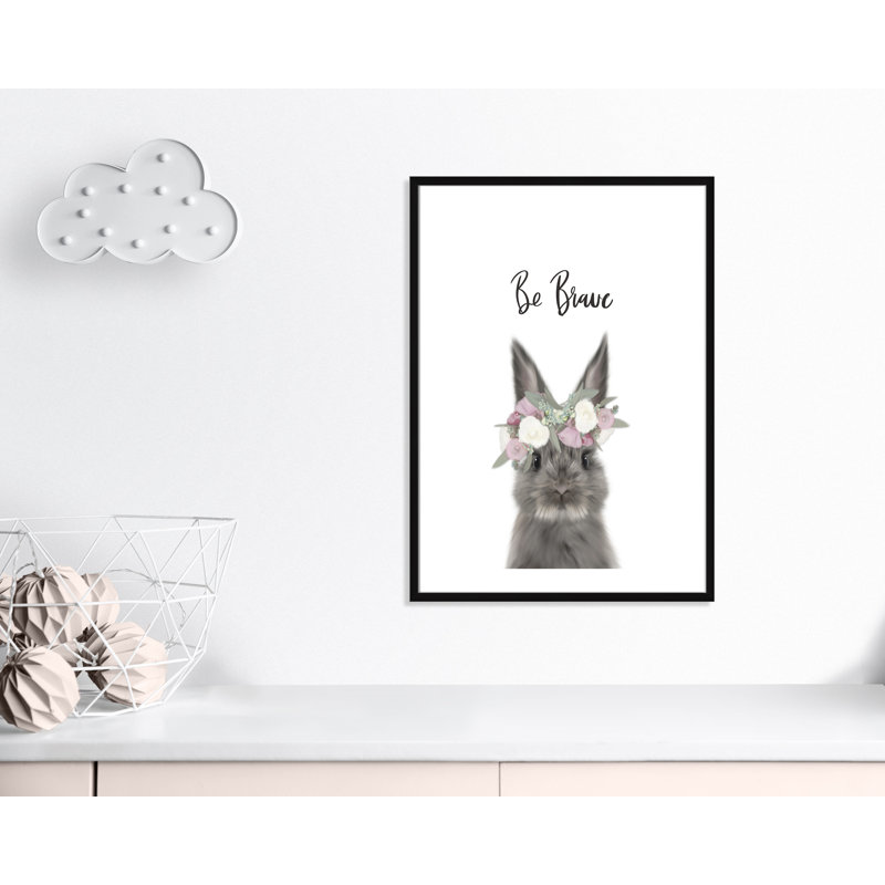 Le lapin est courage, H 35,5 po x l 25,5 po x P 1,19 po, Encadré de boîte noir