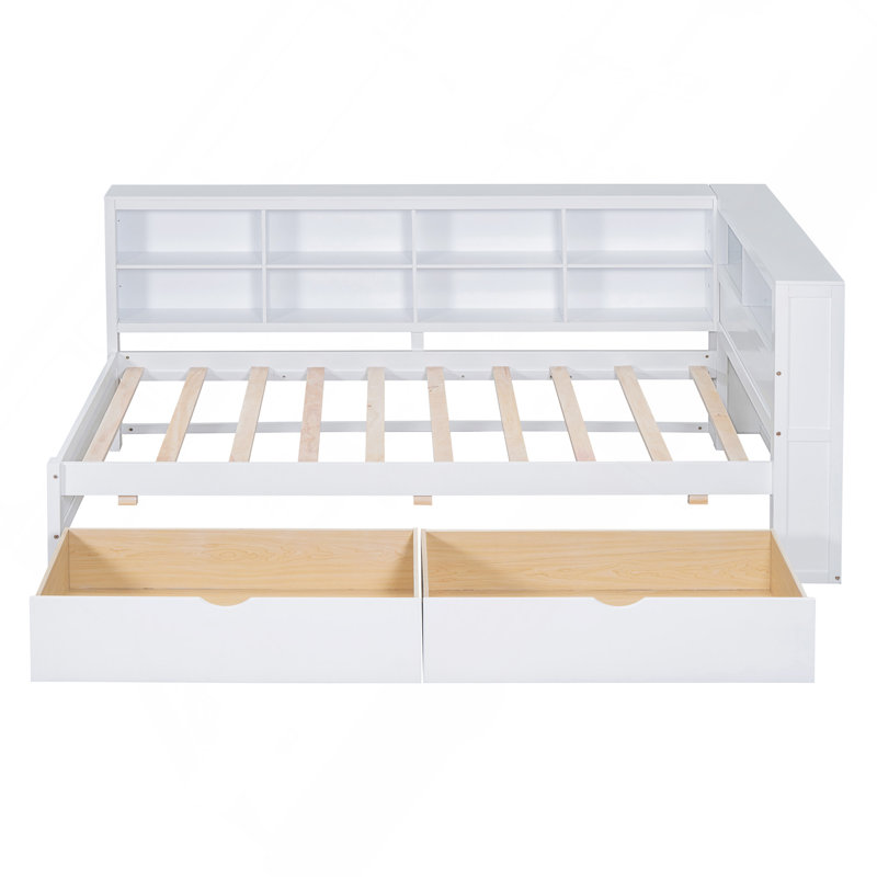 Wooden Twin Size Daybed With 2 Drawers, Daybed With Storage Shelf And USB Charging Ports, White