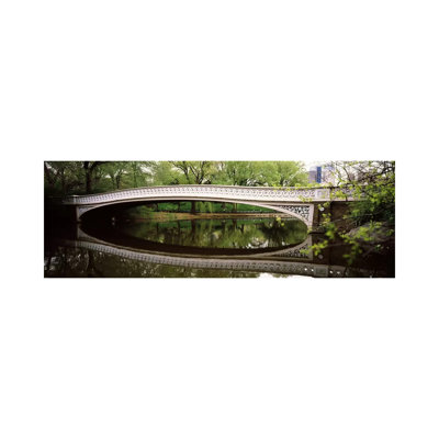 Arch Bridge Across A Lake, Central Park, Manhattan, New York City - Wrapped Canvas Panoramic Print