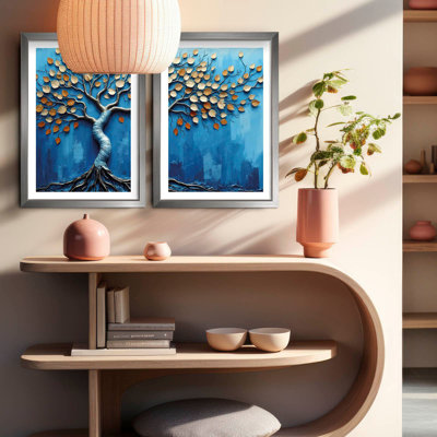 Élégantes peintures décoratives en panneau de fibres à densité moyenne (2 pièces), 15,0 x 20,9 pouces | 100% panneau de fibres à densité moyenne (épaisseur: 0,1 pouce) avec 100% cadres en bois (épaisseur: 0,8 pouce) | Parfait pour le salon, la chambre à coucher et le bureau, élégant et accrocheur