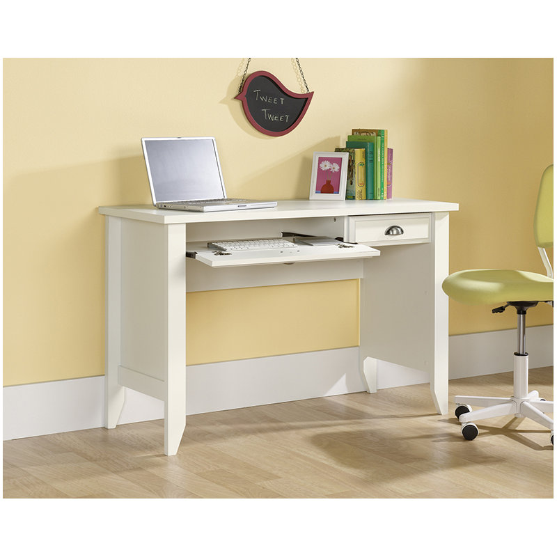 Bureau d'ordinateur à finition blanc doux
