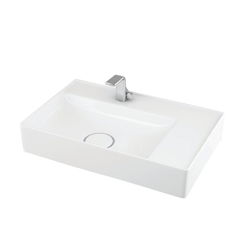WS Bath Collections Vision 15'' Glossy White Ceramic Rectangular Bathroom Sink
