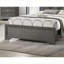 Grand lit plateforme capitonné en similicuir gris foncé avec base DEL en bois massif pour chambre d'amis principale