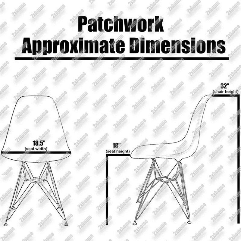 Edgewater Transparent Armless Dining Side Chair with Black Wire Base, Patchwork Mutli color, Single