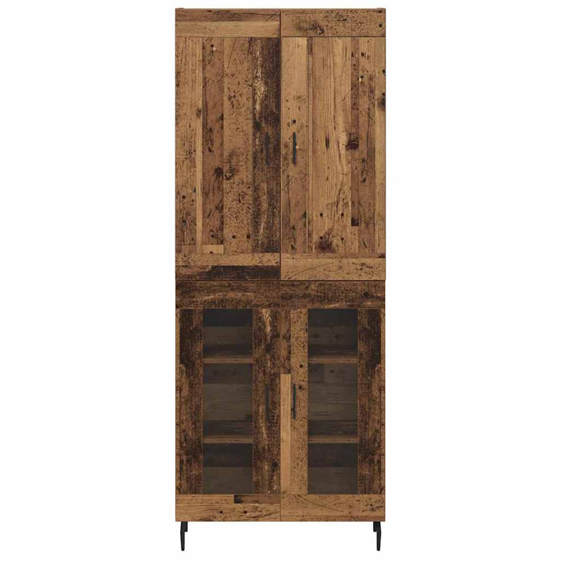  Highboard 2 Pcs Artisan Oak Engineered Wood And Glass, Old Wood