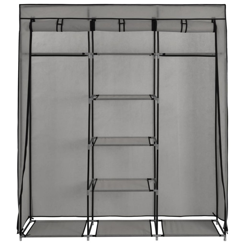 3 Door Fabric Wardrobe, Grey