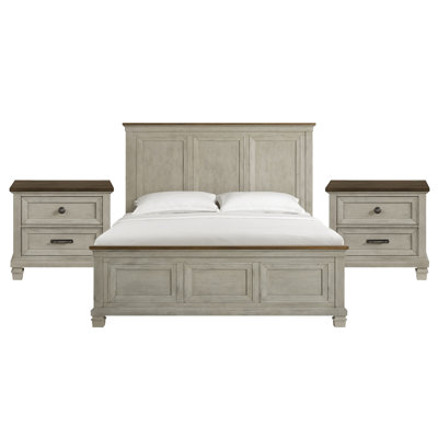 Ensemble de chambre à coucher 3 pièces en brun moyen et en pierre délavée Bloomfield Picket House Furnishings