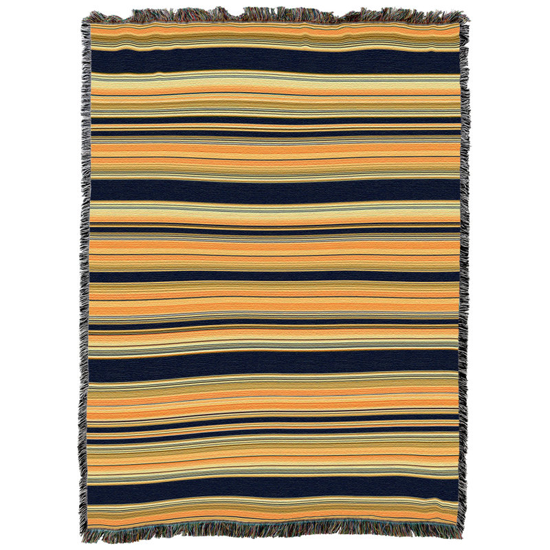 Jeté en coton Pure Country Weavers, Noir / rayé jaune