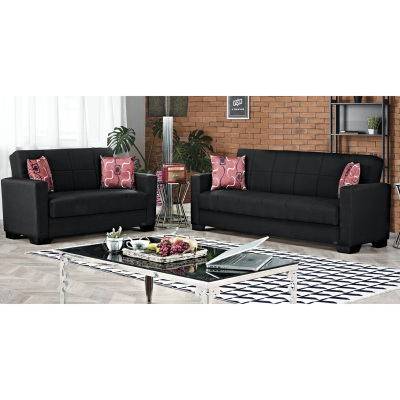 Canapé-lit à accoudoirs carrés 63 po Tansu, Polyester noir