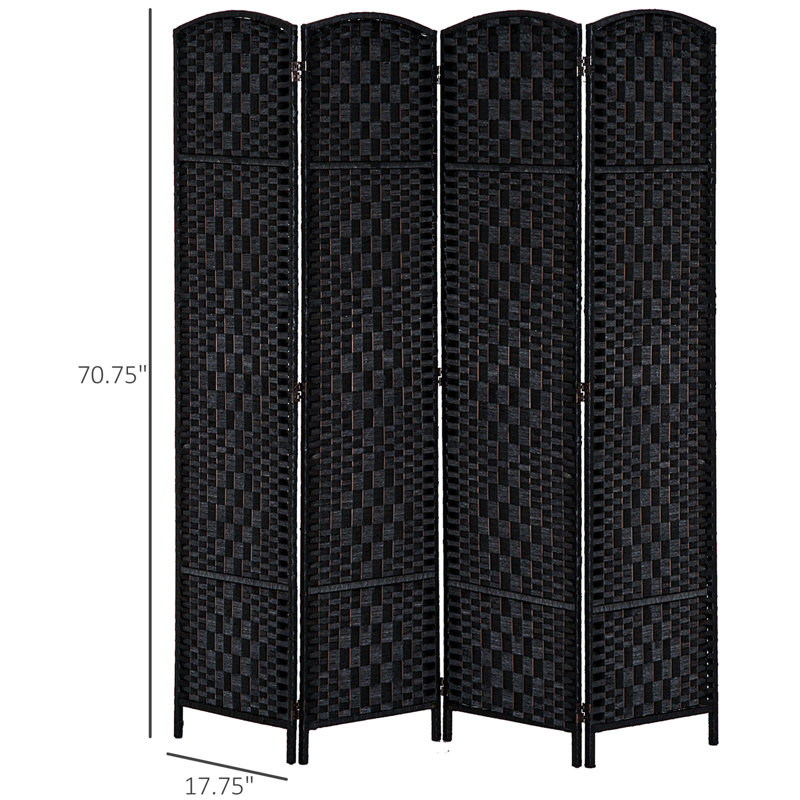 Cloison d'intimité noire. Élégant pour les cabinets vétérinaires, 4 panneaux, salles à manger pliables et portables,