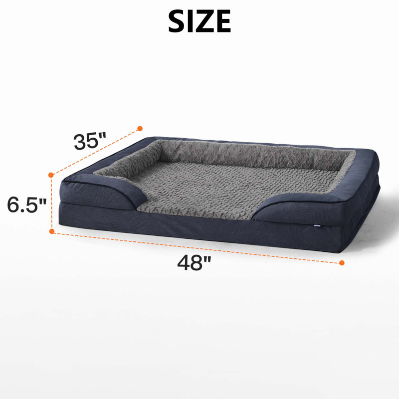 Lit pour chien avec support orthopédique en mousse à mémoire de forme, traversins, housse lavable facile à nettoyer, doublure imperméable et fond antidérapant