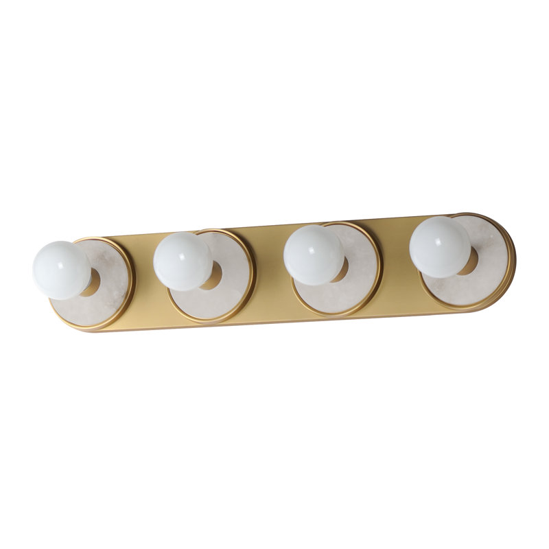 Rocha 4 - Light Dimmable Bath Bar, No, White Alabaster/Natural Aged Brass